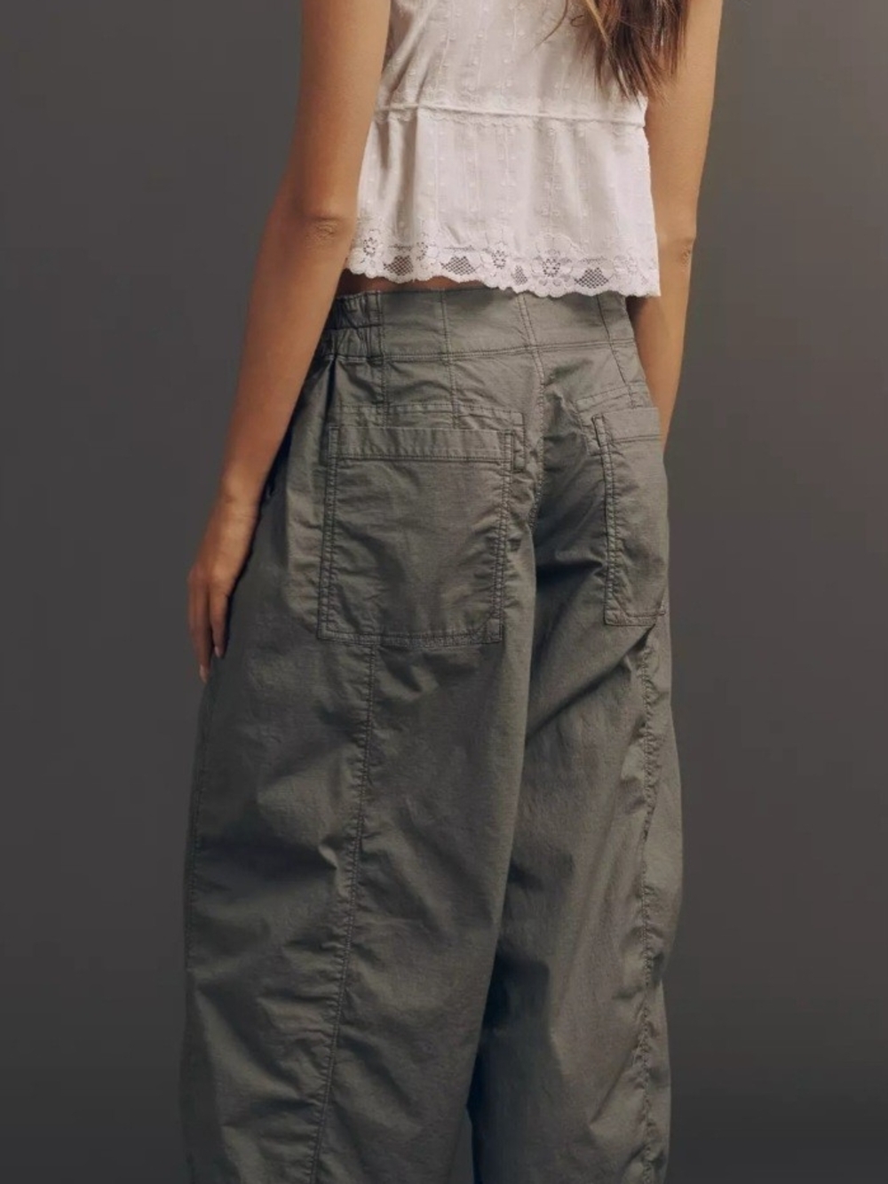 Pilcro Olive Green Wide Leg Cargo Pants - Picture 2 of 5